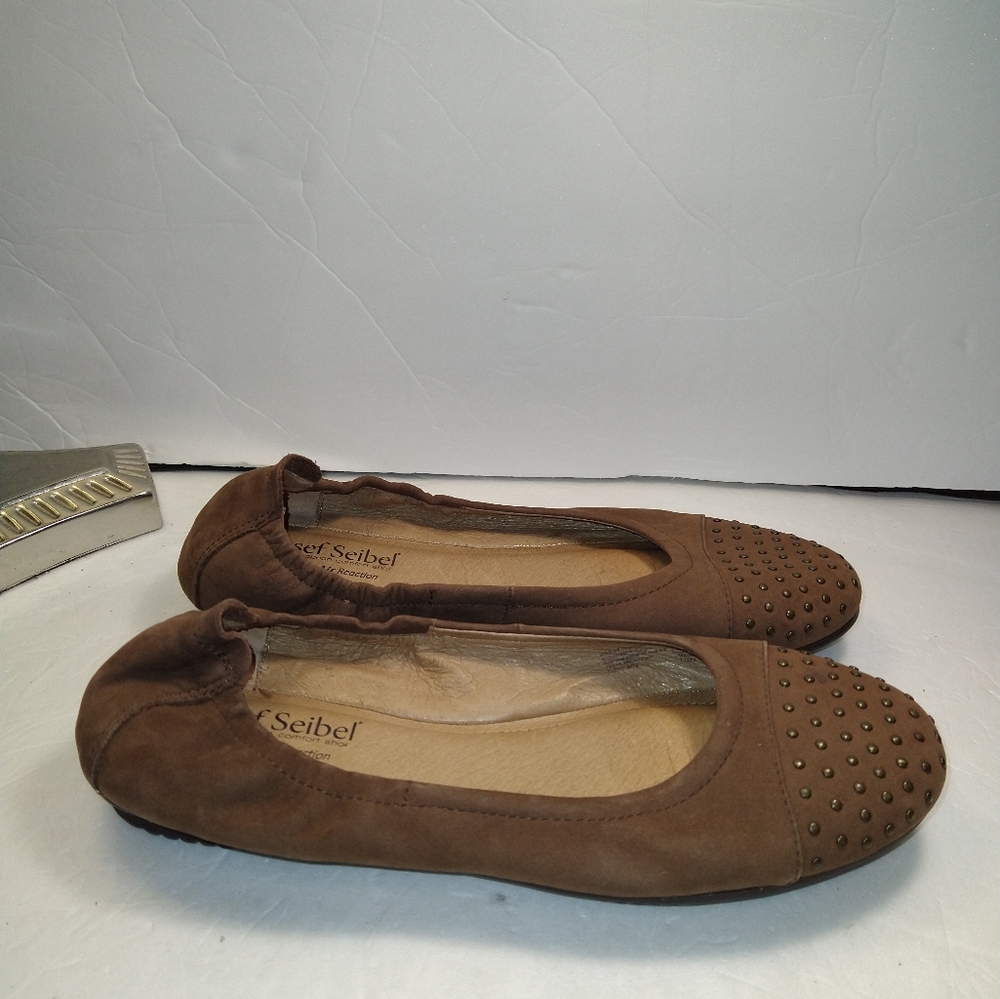 Josef Seibel Brown Studded Ballet Flats